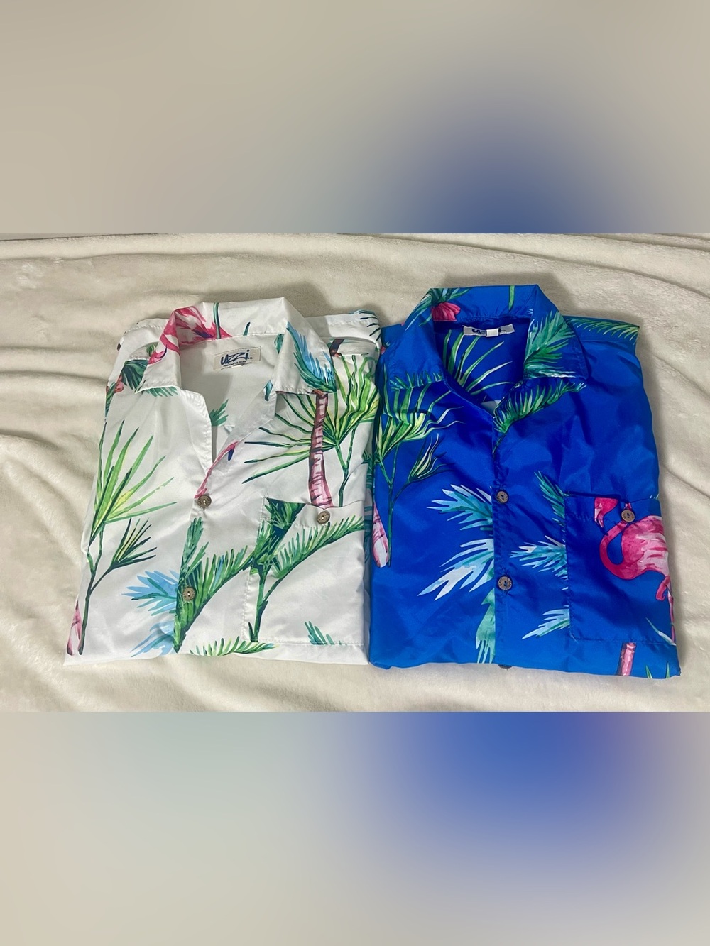 2 Uzzi Amphibious Gear Shirts Large Flamingos Graphic Tropical Resort Travel